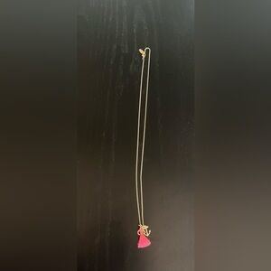 Anchor and pink tassel gold necklace